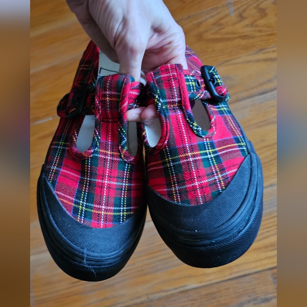 Vans red plaid Mary Jane sandals size 7